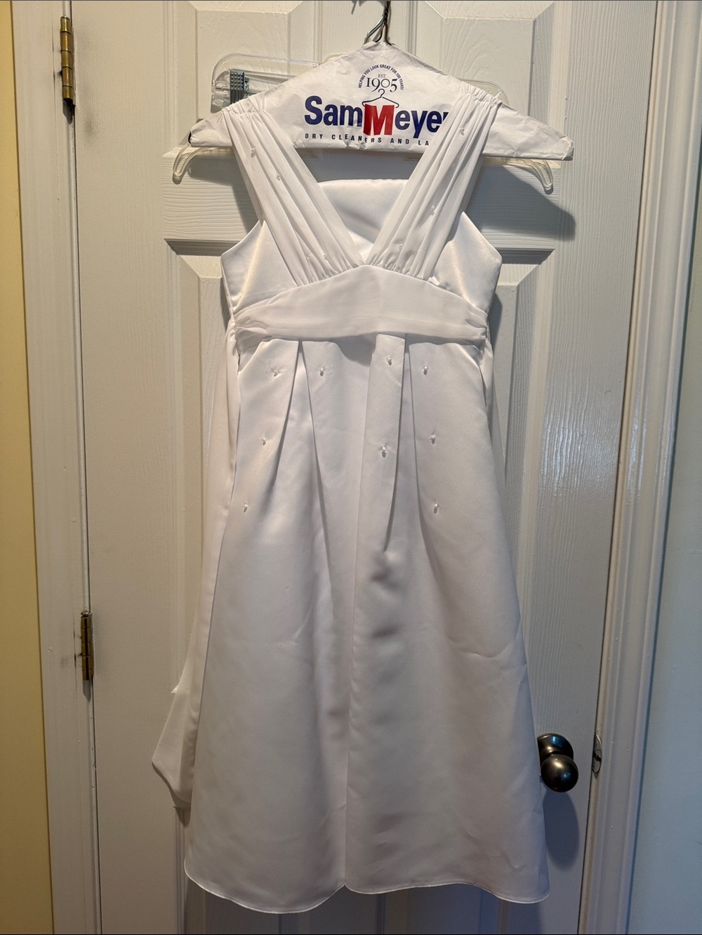 White Girls' Satin Cross-Back Dress